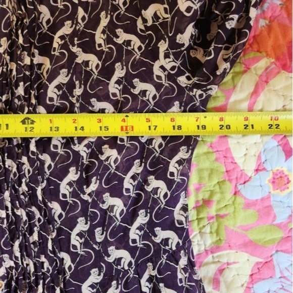 Anthropologie | Purple and White Blouse With Monkey Print Sz 8 - Picture 13 of 15